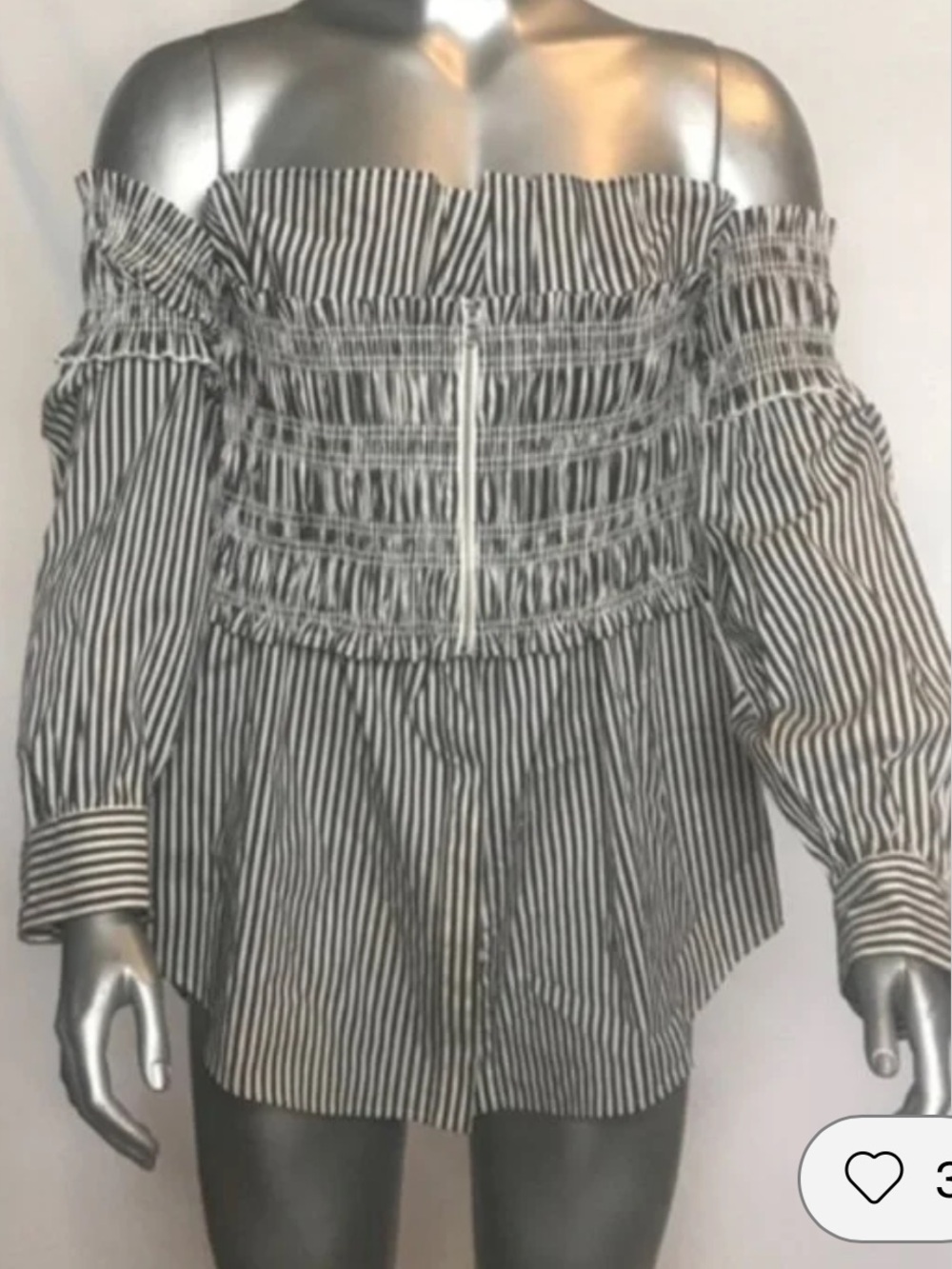 Trouve Black and White Striped Off-Shoulder Top